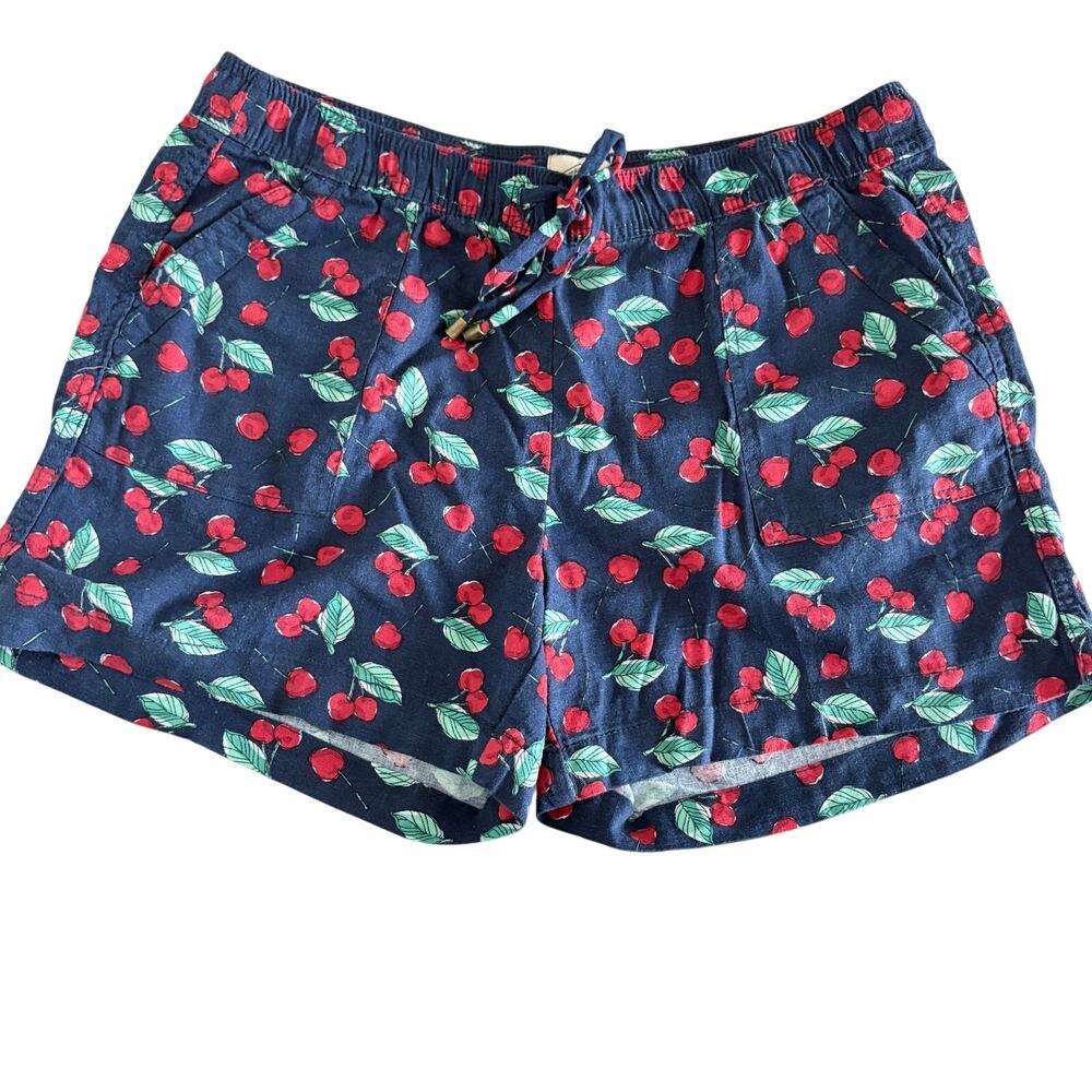 LINEN Cherry Retro Summer Resort St Johns Bay sz Large Shorts Whimsy